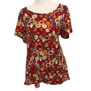 NWT LuLaRoe Classic T Holiday Cardinal & Christmas Lights Print Size M (10-12)